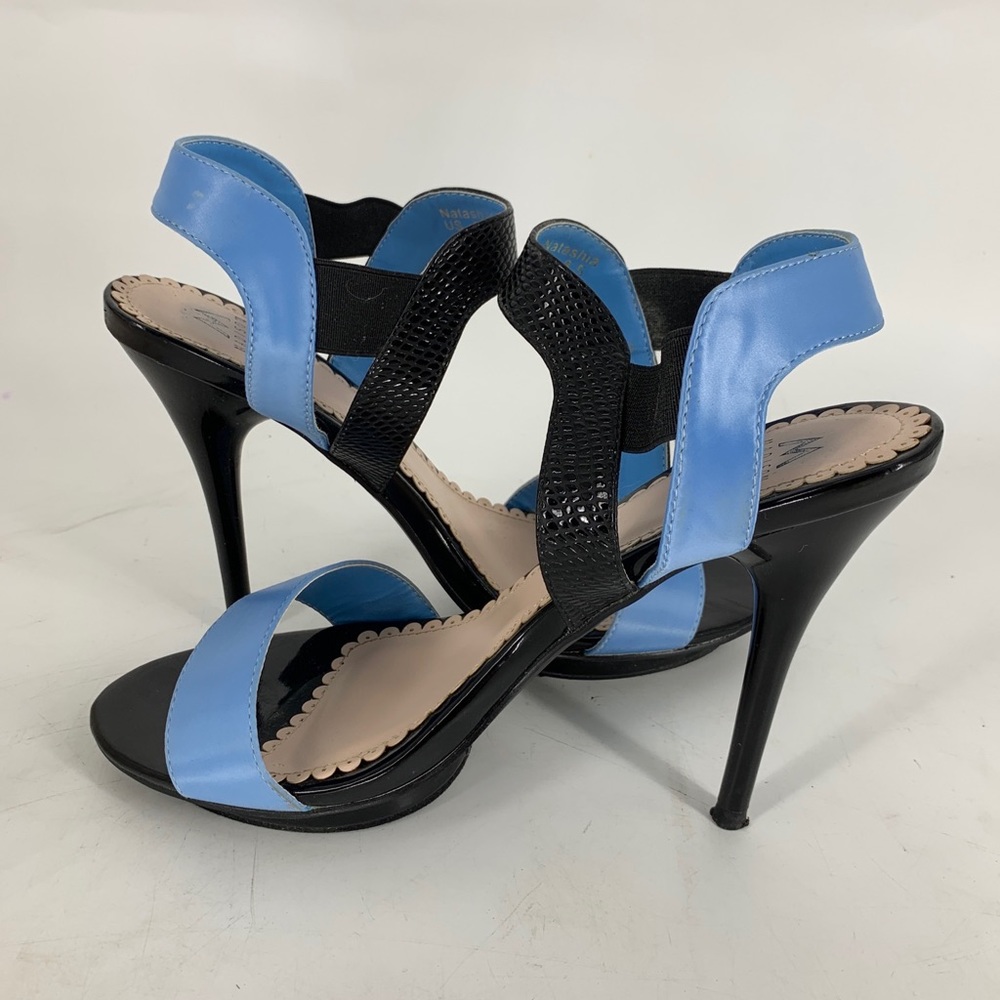 Madison by Shoe Dazzle black & light blue high heel size 8.5